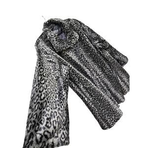 Women's Faux Fur Silver Cheetah Print Coat Jacket by Olympia